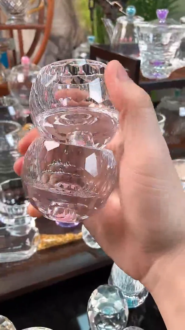 【闪购商品】粉色水晶球形小茶碗2个装