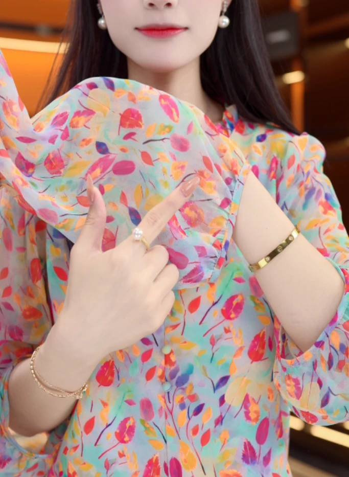 紫烟2025新款新中式国风设计感气质小衫M511金金