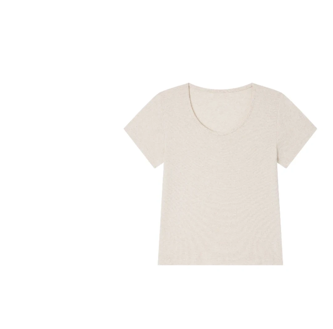 【鹅蛋领天丝亚麻T】松弛感亲肤显瘦夏季短袖上衣纯色