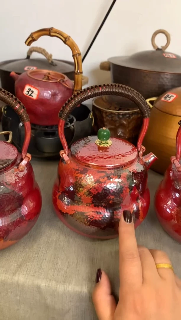 紫铜火烧红葫芦提梁壶