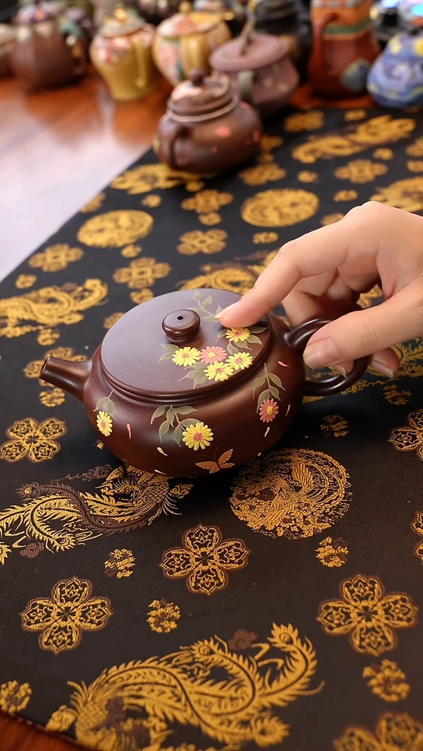 茶壶紫砂雏菊汉瓦