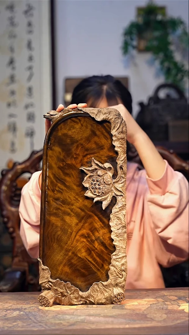 金丝楠【41】重工雕刻干泡茶盘 精品满花 一木整雕 纯干金丝楠茶盘