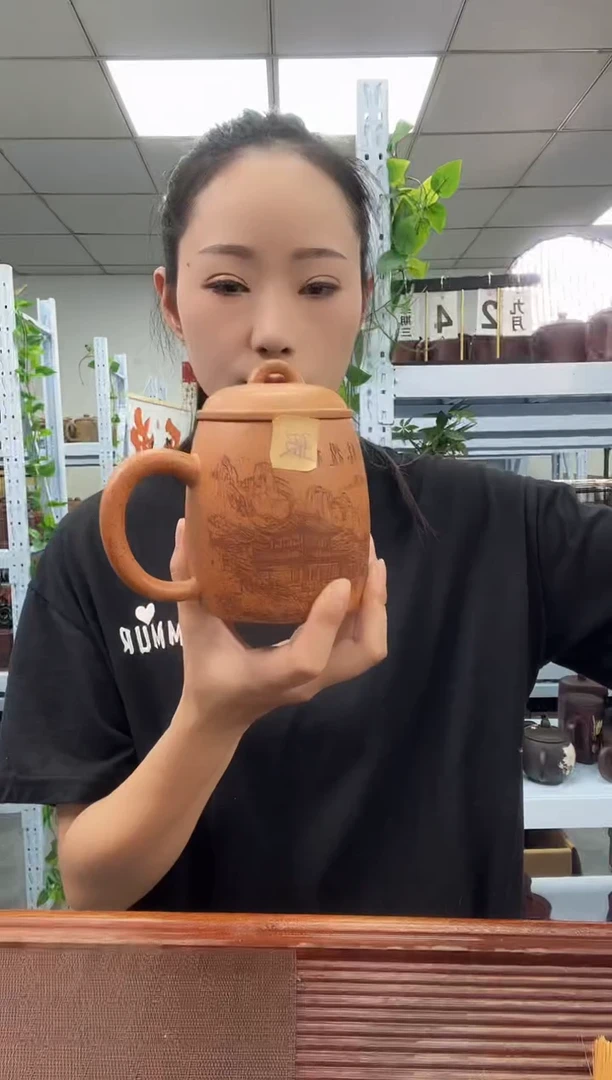 宜兴原矿紫砂全手工盖杯