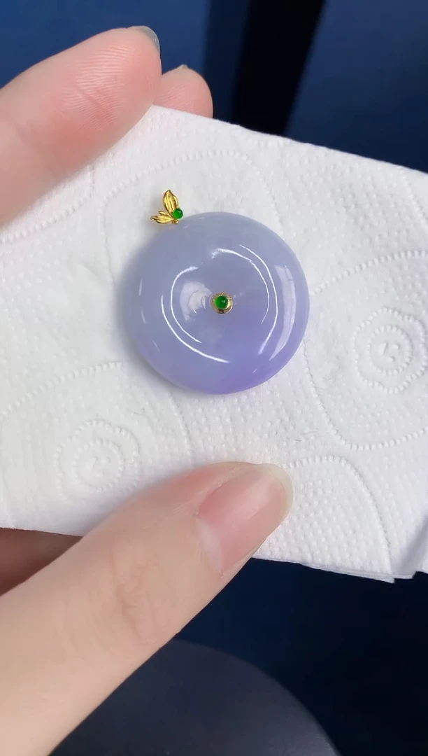 颈饰18K金镶嵌翡翠天然翡翠缅甸A货