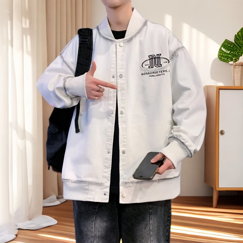 秋冬新款宽松夹克潮流设计感棒球服外套港风休闲时尚百搭男装外套