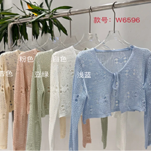 【欧若风新品】茵曼夏季时尚休闲百搭镂空针织衫长袖上衣（多色可选）