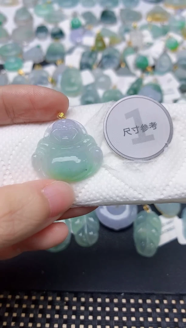 颈饰18K金镶嵌翡翠天然缅甸A货翡翠
