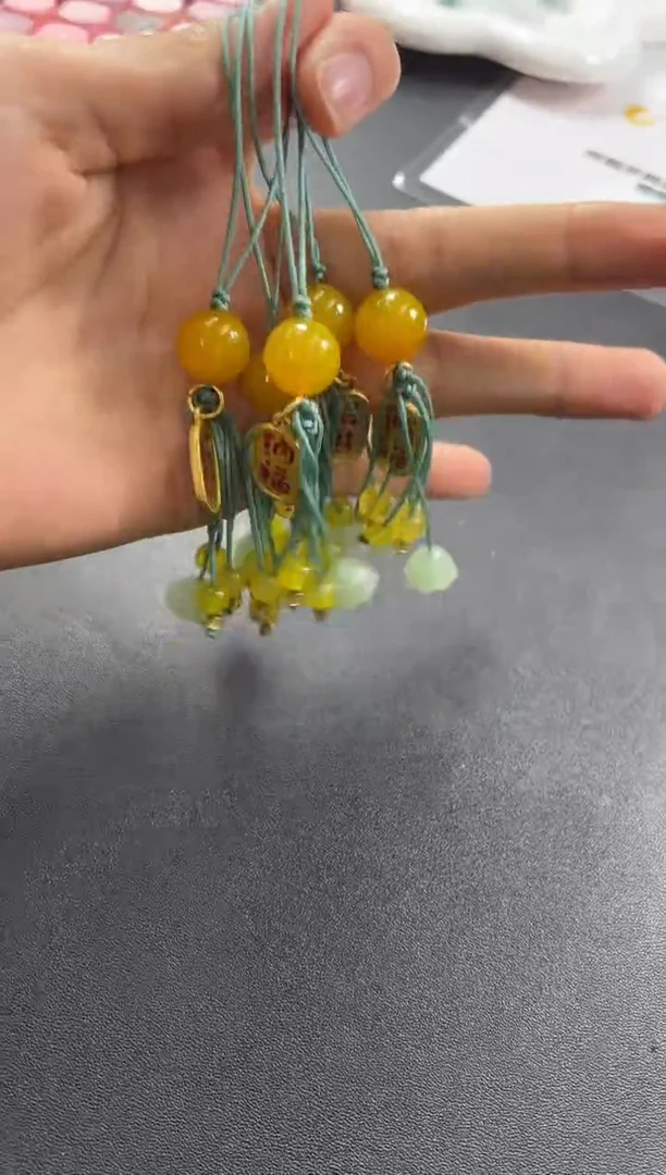 未镶嵌车挂玛瑙/玉髓圆珠手机挂多样性发一件