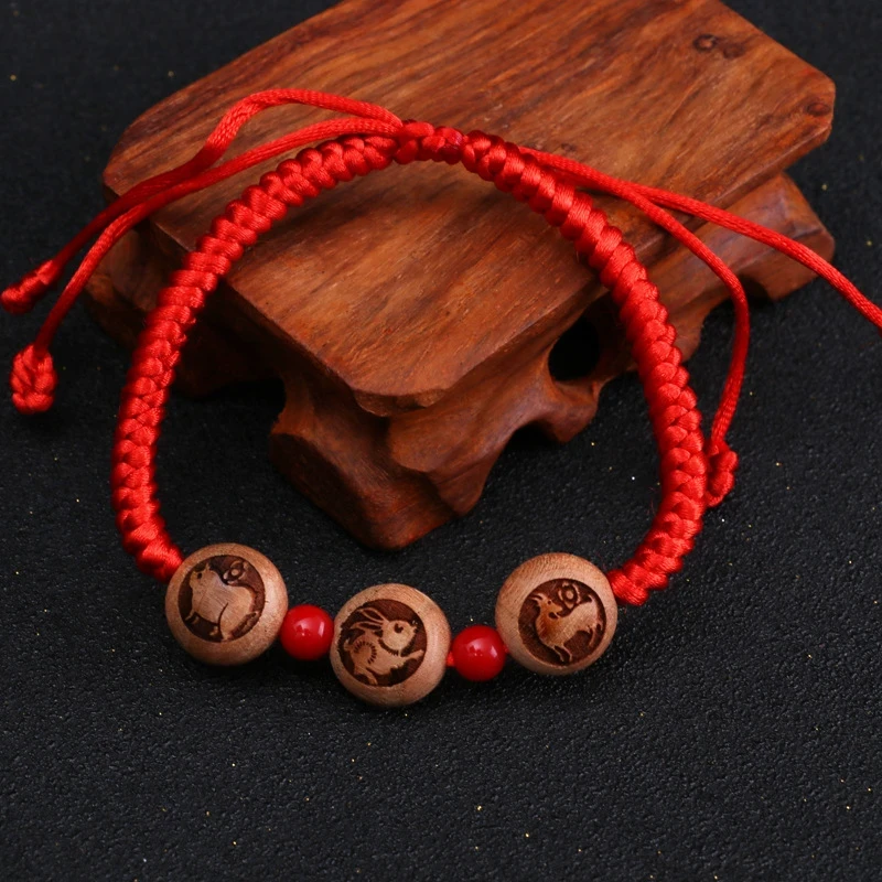 【先生推荐】乙巳蛇年三合六合桃木生肖红绳驾车用品