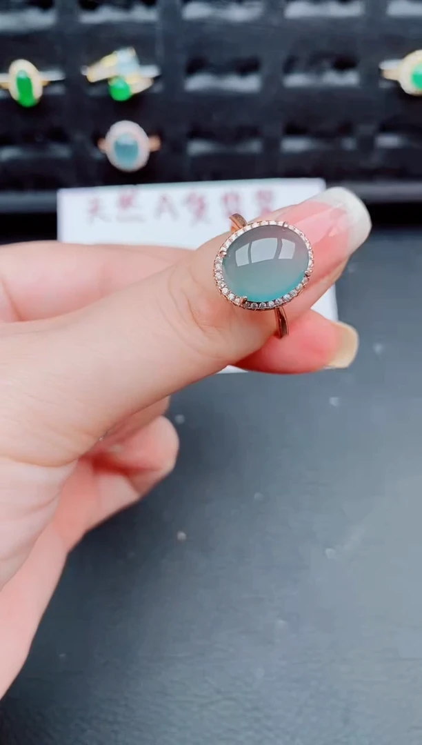 翡翠戒指银S925镶嵌天然a货翡翠141