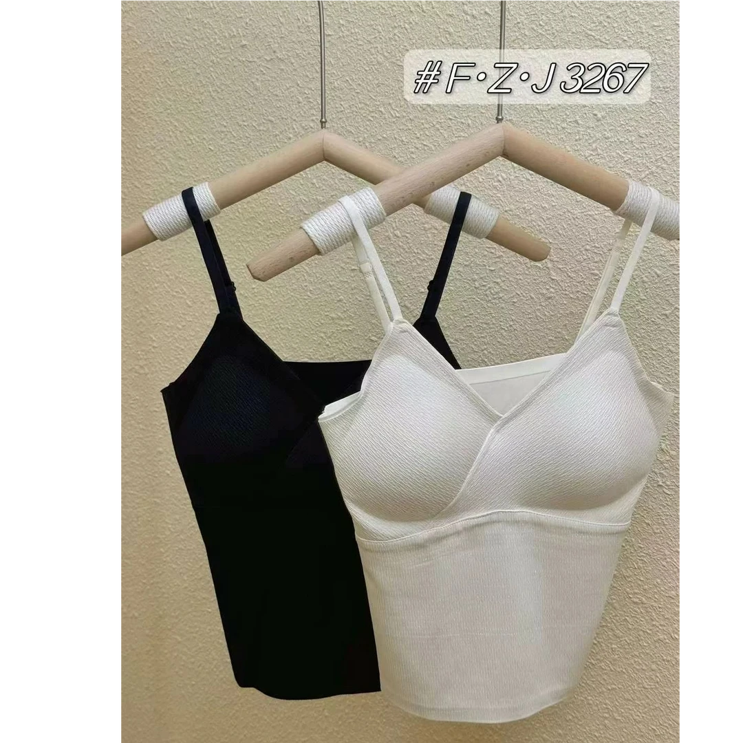 玲玲服饰【3267】净版螺纹‘一体杯’美背背心