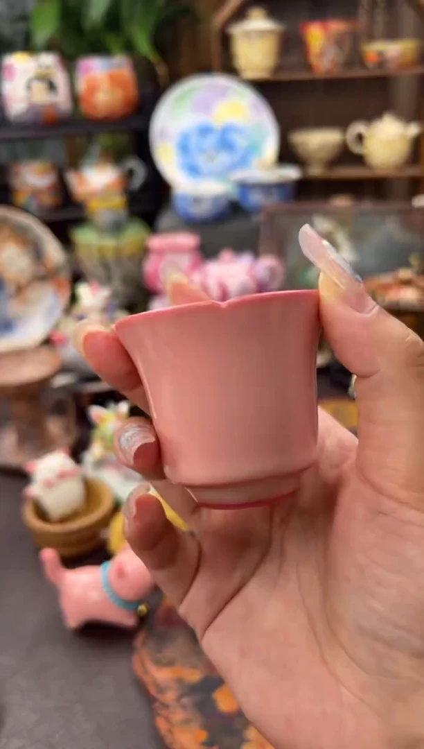 尚盏堂胭脂粉猪油冻花口美人杯