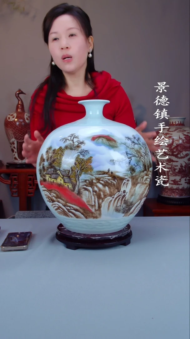 摆件陶景德镇手工手绘陶瓷摆件32