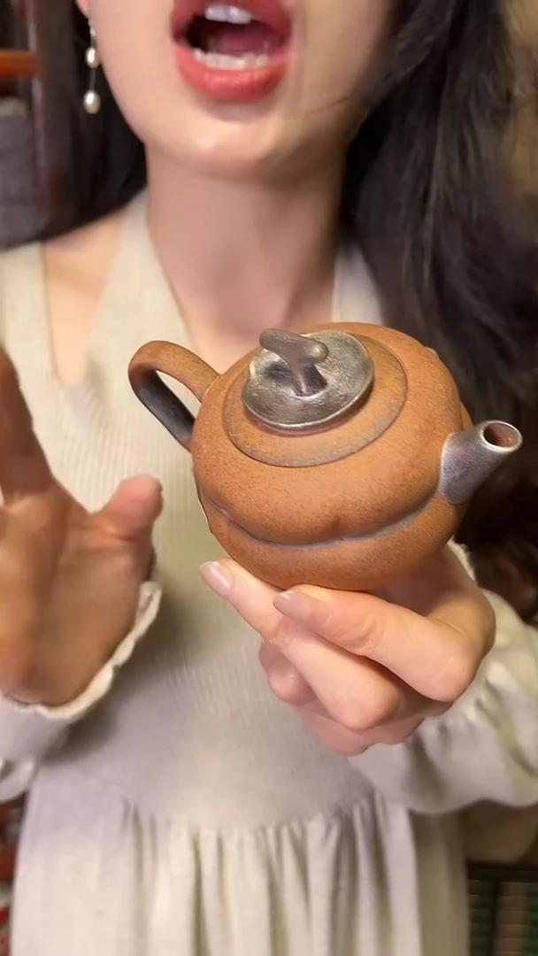 【闪购商品】鎏银柿柿如意磨砂感老岩泥茶壶