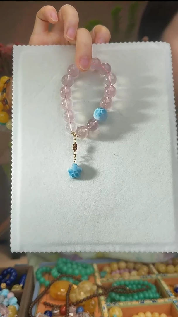 18K金镶嵌手串水晶茉****妈天然马粉手串