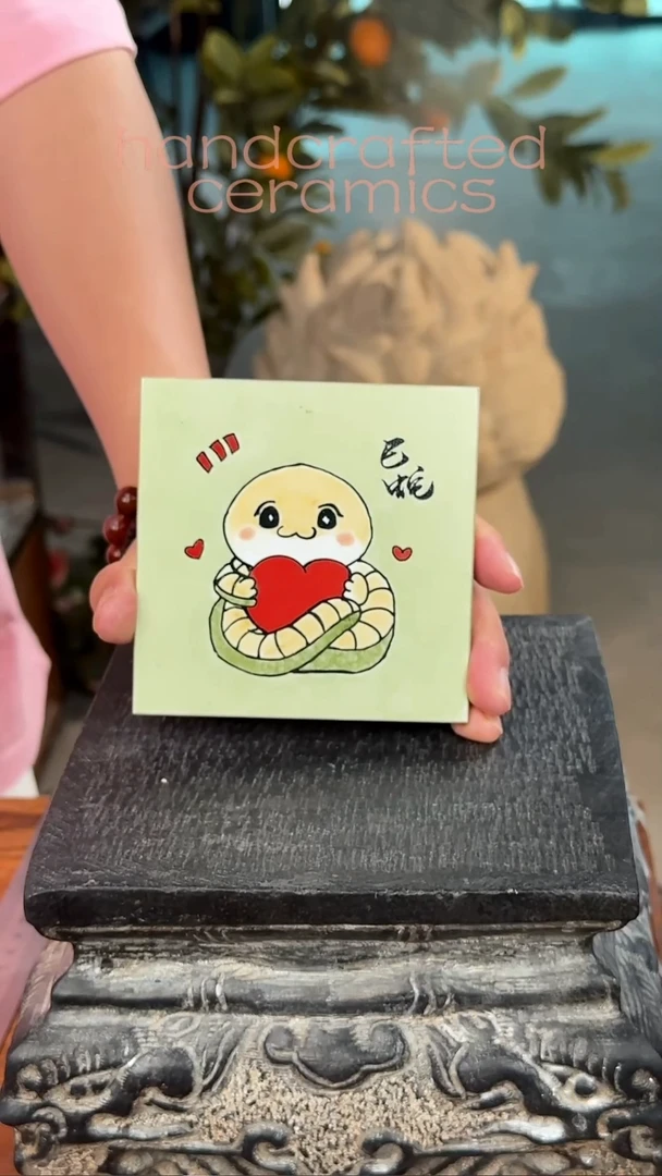 微瑕手工釉上彩瓷片