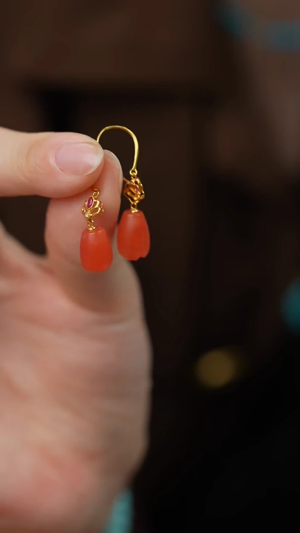 未镶嵌B03（多样性发一件）南红玛瑙耳钩