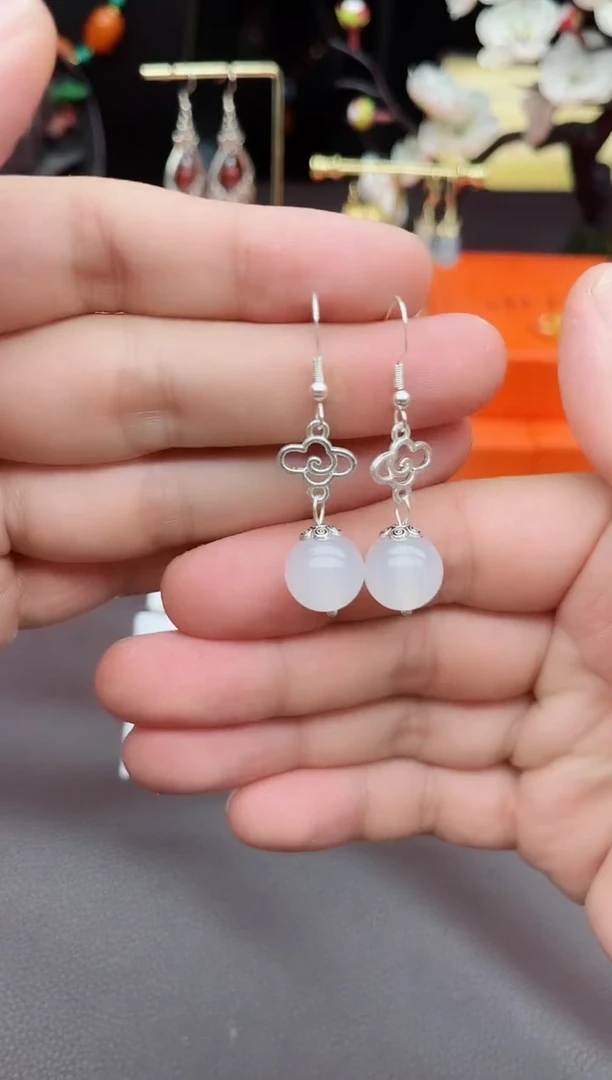 玛瑙/玉髓耳饰银S925镶嵌101000