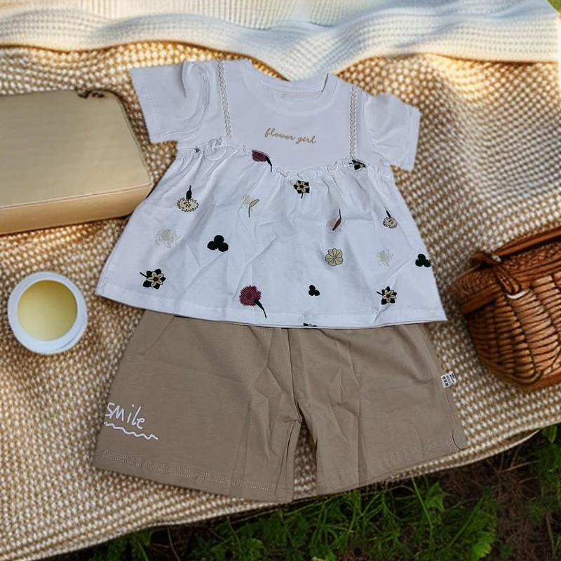 宝宝夏季新款短裙套装白色短裤洋气时尚小香风宽松连衣裙可爱