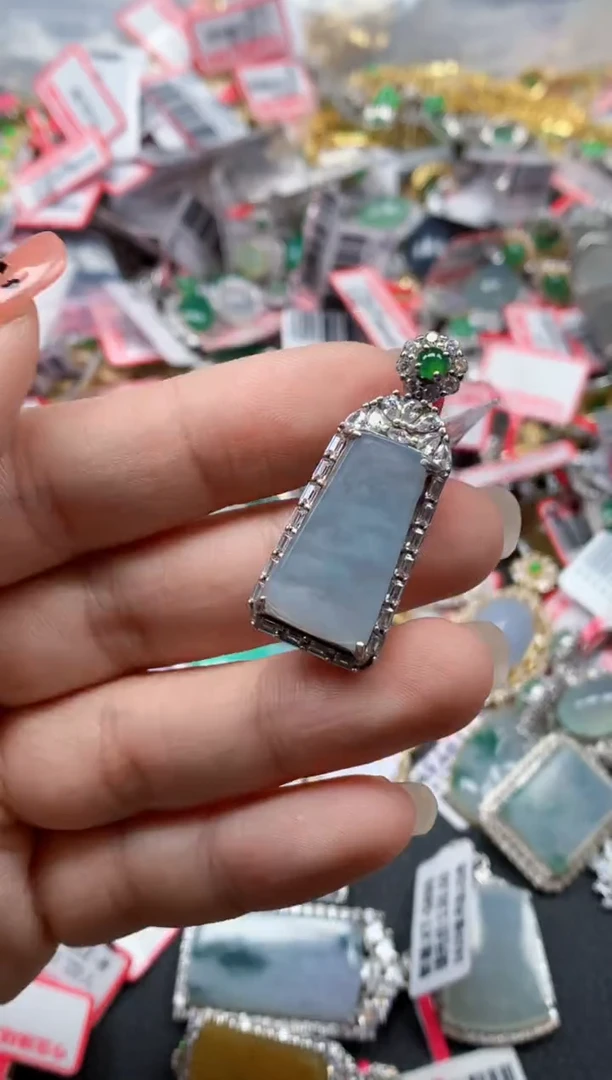 银S925镶嵌戒指翡翠天然A货缅甸翡翠