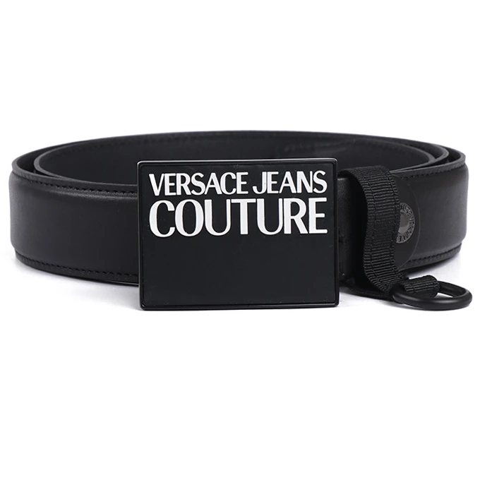 未使用 VERSACE/范思哲  男士黑色皮革黑板扣腰带