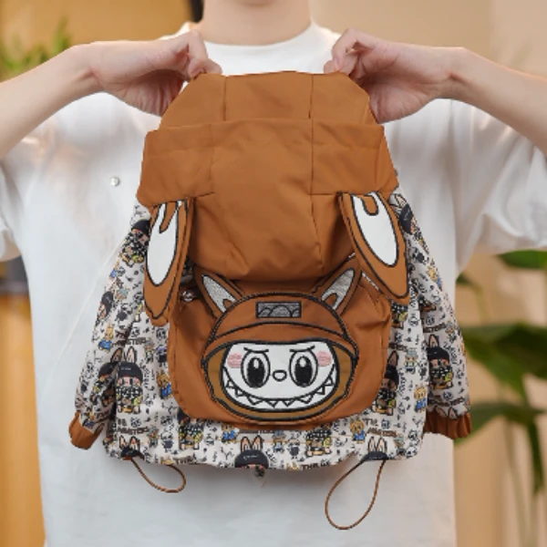 【NICE】2025秋季新款韩系可爱风男女宝连帽棕色拉布布套装