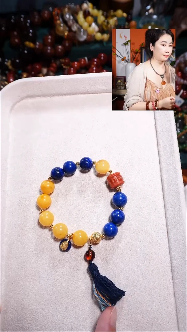 手链蜜蜡银S925镶嵌青金石南红等