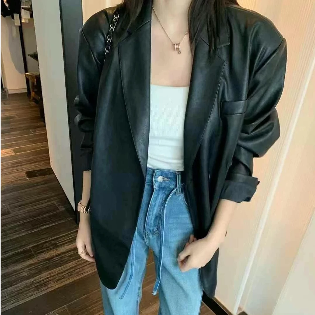 武汉蔓姐【皮衣】春季新款时尚韩版皮衣 衣长68公分左右 8009#
