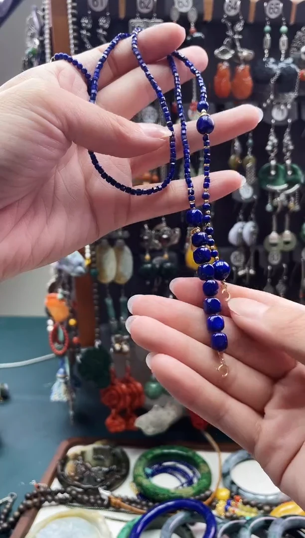 银S925镀金镶嵌青金石颈饰凌*饰品