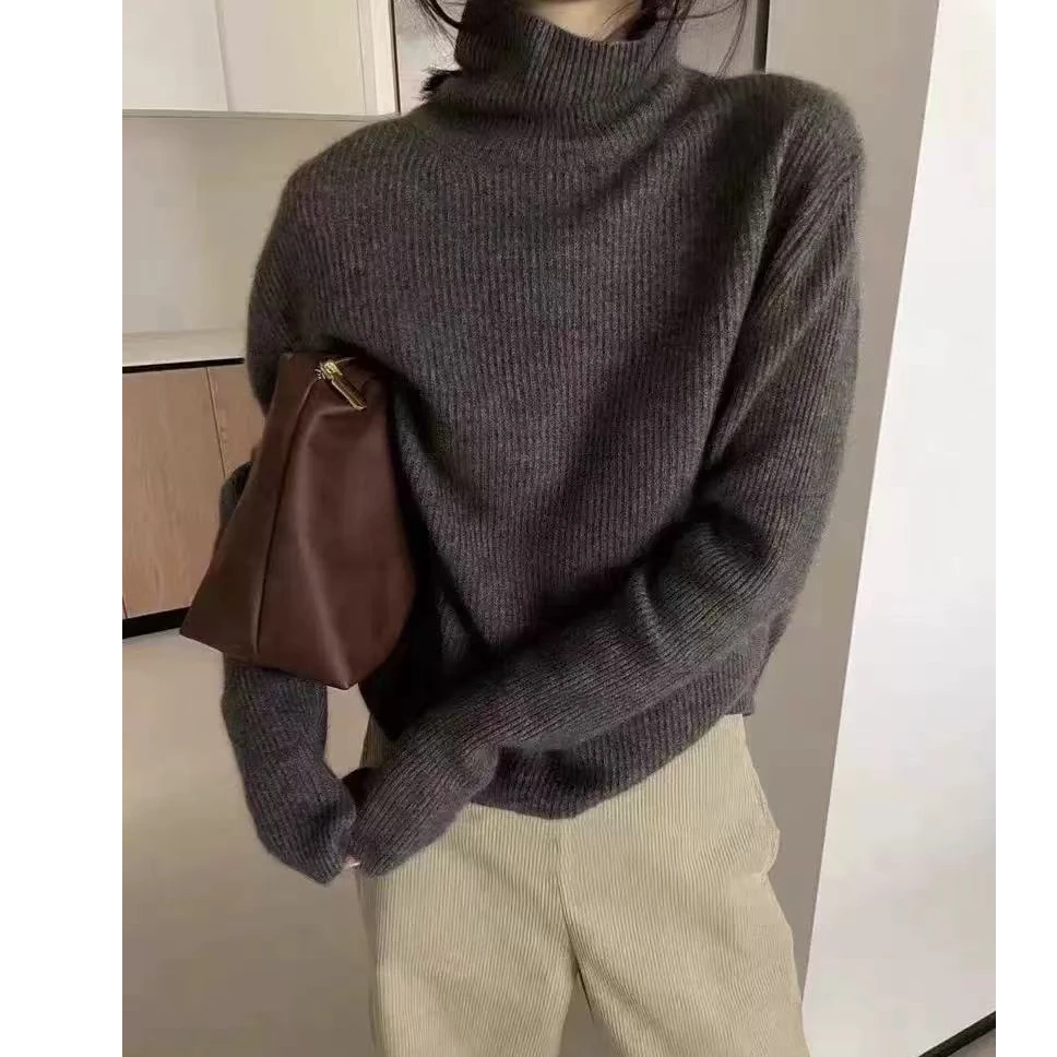 立领打底衫秋冬新款时尚高级灰毛衣女高领气质减龄针织衫