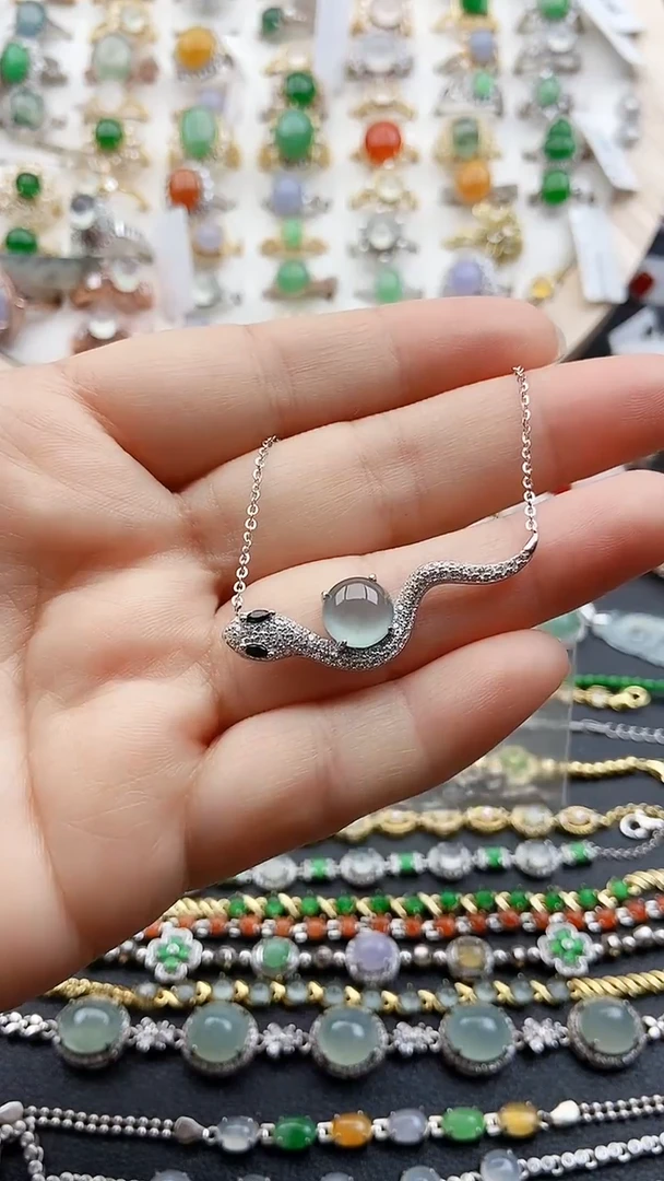 【闪购商品】翡翠项链银S925镶嵌1111