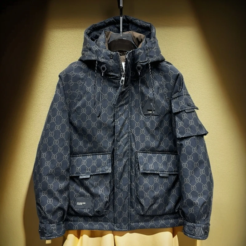 维斯克纳保暖羽绒服男潮流潮牌迷彩白鸭绒外套美式工装羽绒冲锋衣