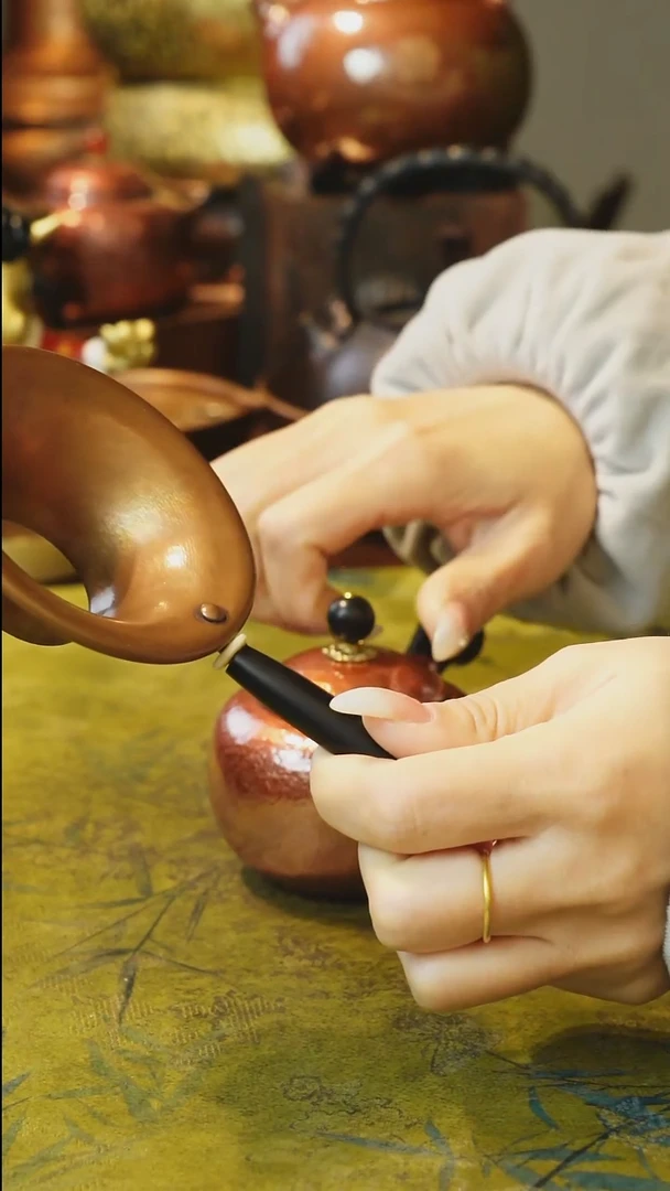 纯紫铜烤色投茶器