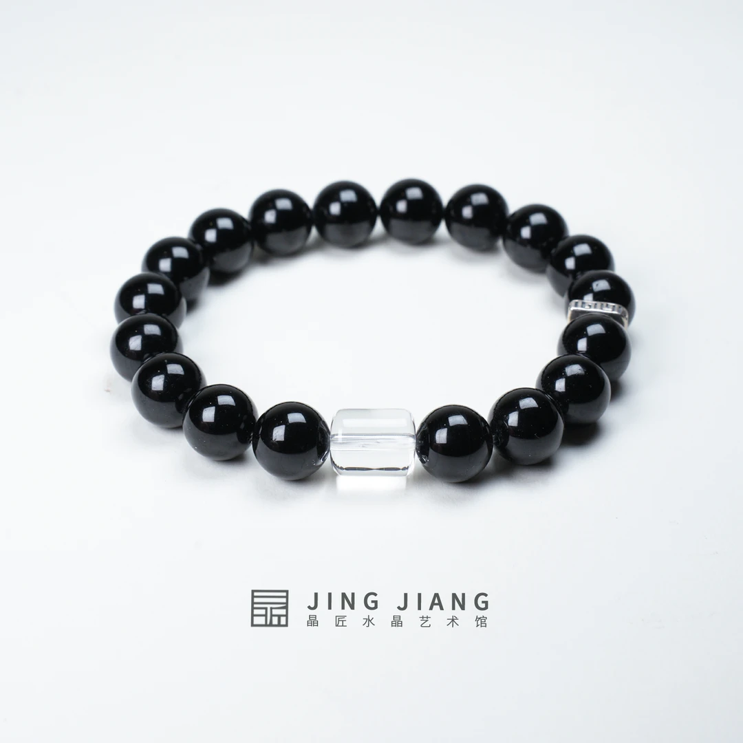 晶匠黑碧玺璞光手串9-10mm+  多样性发一 正品