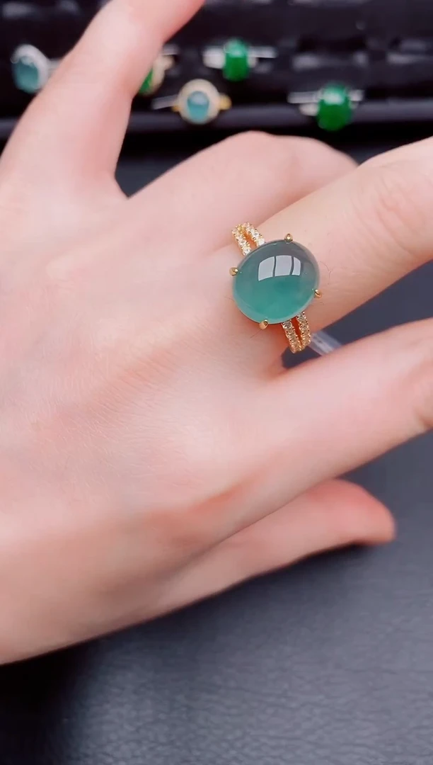 【闪购商品】翡翠戒指银S925镶嵌天然a货翡翠259