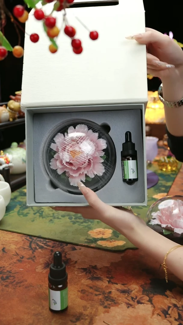 【闪购商品】陶瓷牡丹花+礼盒+精油
