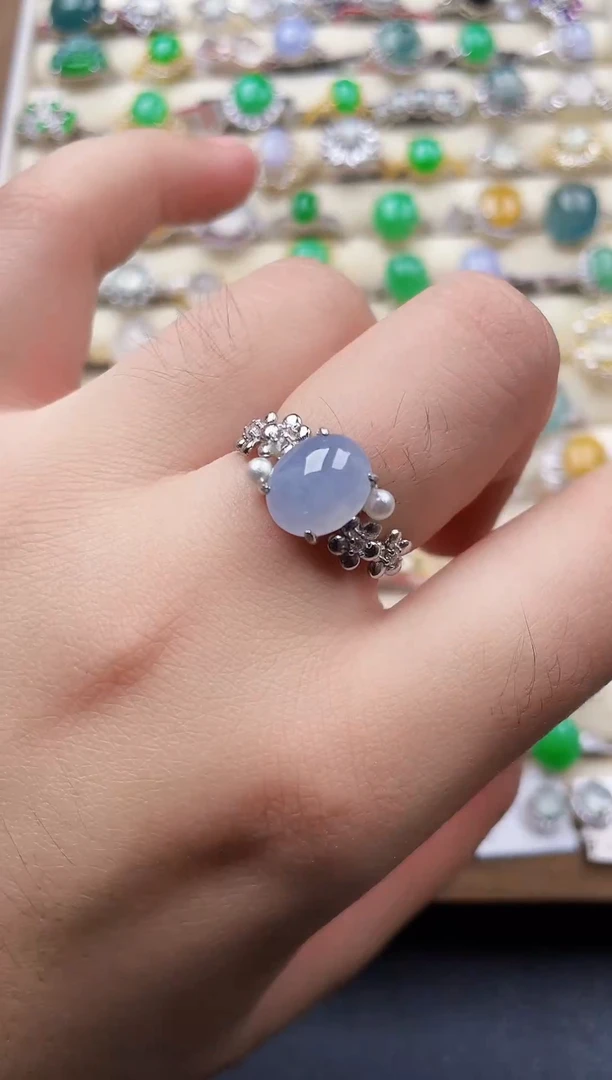 银S925镶嵌戒指翡翠85