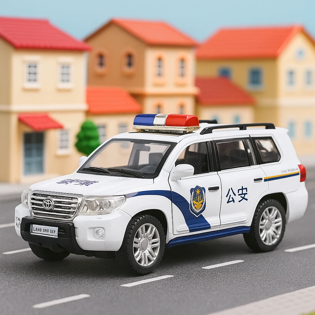 正版授权1:32丰田酷路泽合金公安110警车TOTYOTA合金模型收藏摆件
