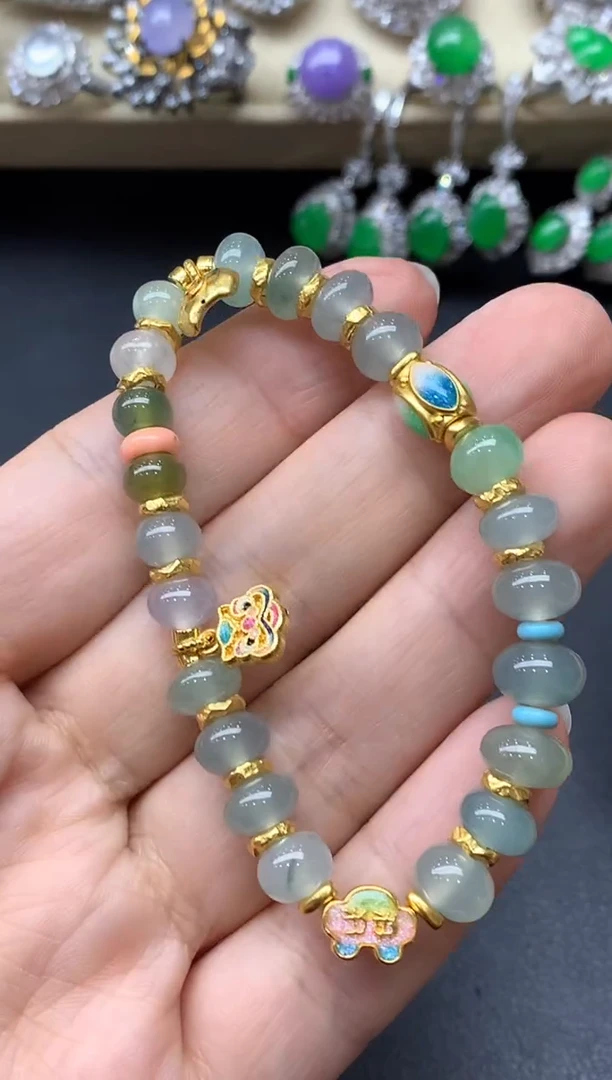 足金镶嵌手链翡翠270中国好珍宝