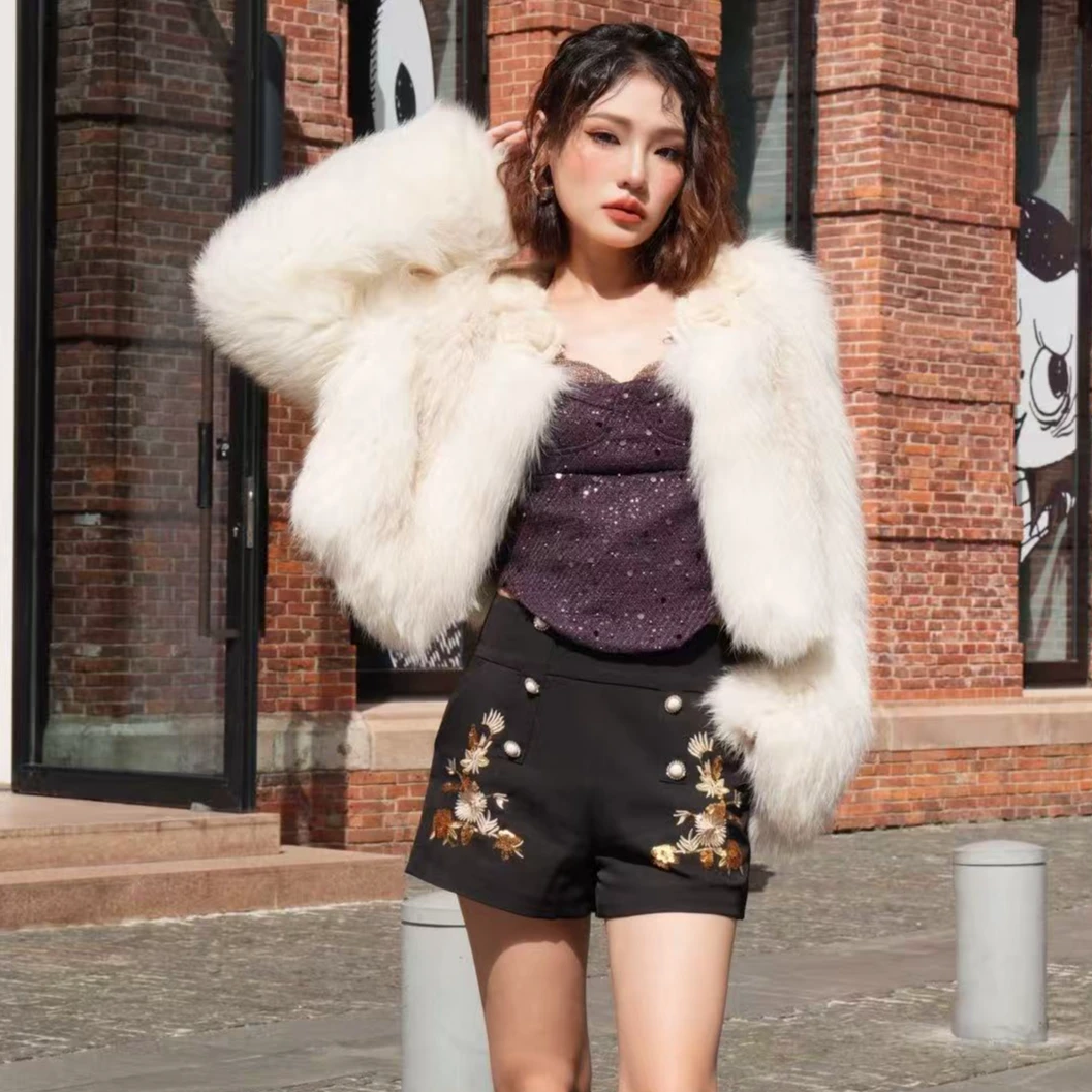 2025新款通用码欧美风狐狸毛皮草外套