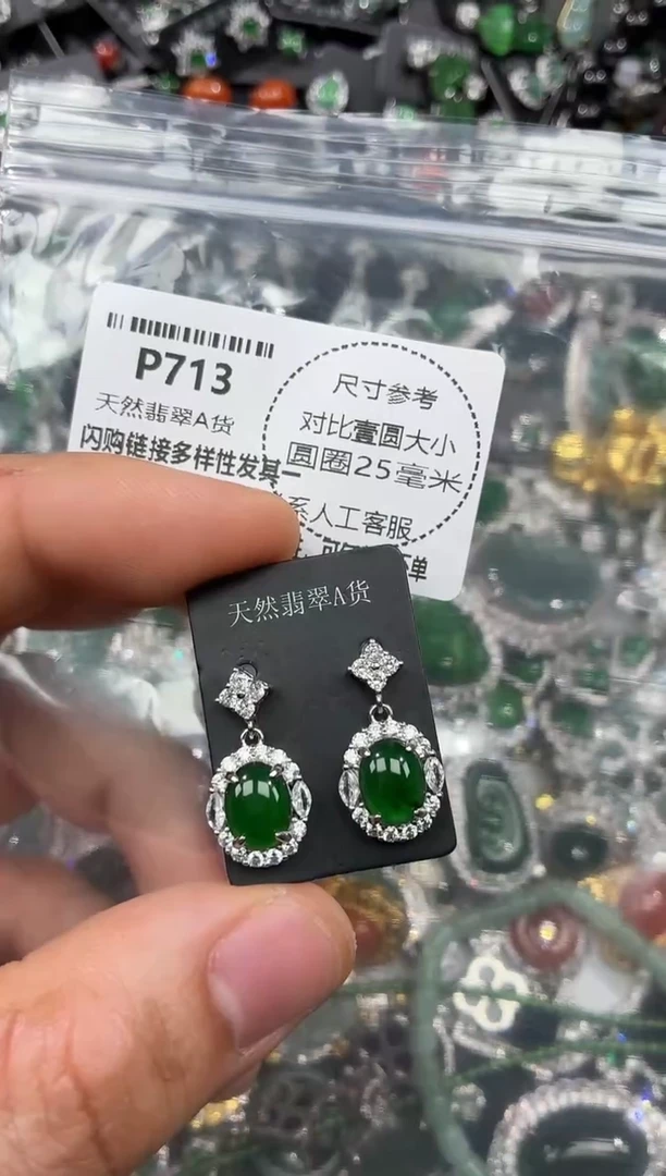 颈饰未镶嵌翡翠P713耳钉