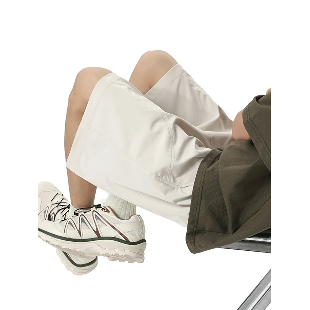 美式米白色速干工装短裤男女2025夏季潮青少年篮球运动休闲五分裤