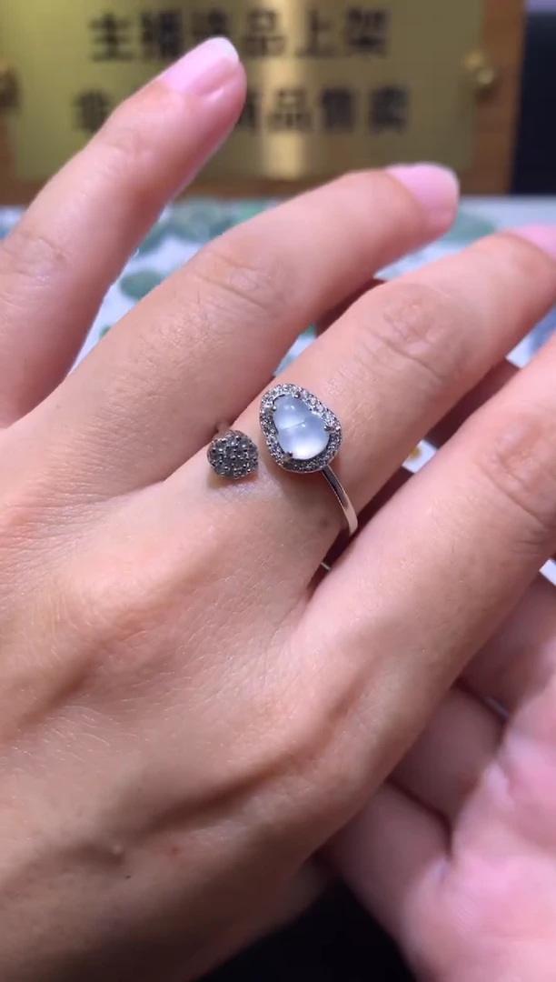 银S925镶嵌戒指翡翠净货