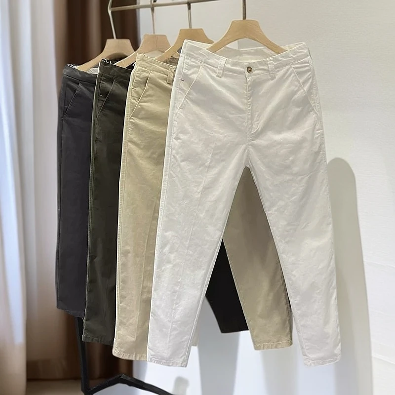 【精品】轻奢男士夏季薄款透气纯色简约直筒裤商务时尚百搭九分西裤