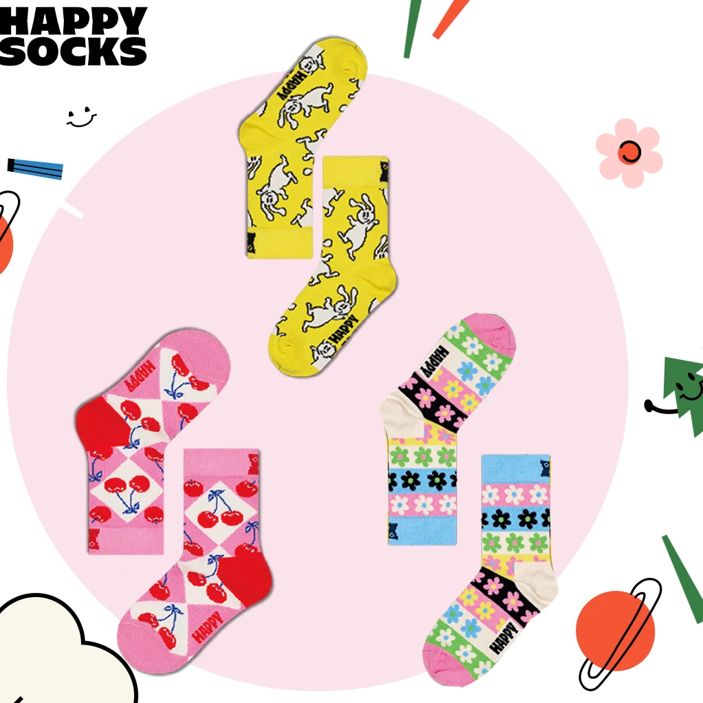 HappySocksSS25夏季潮童折扣潮流中筒棉潮袜百搭休闲合集