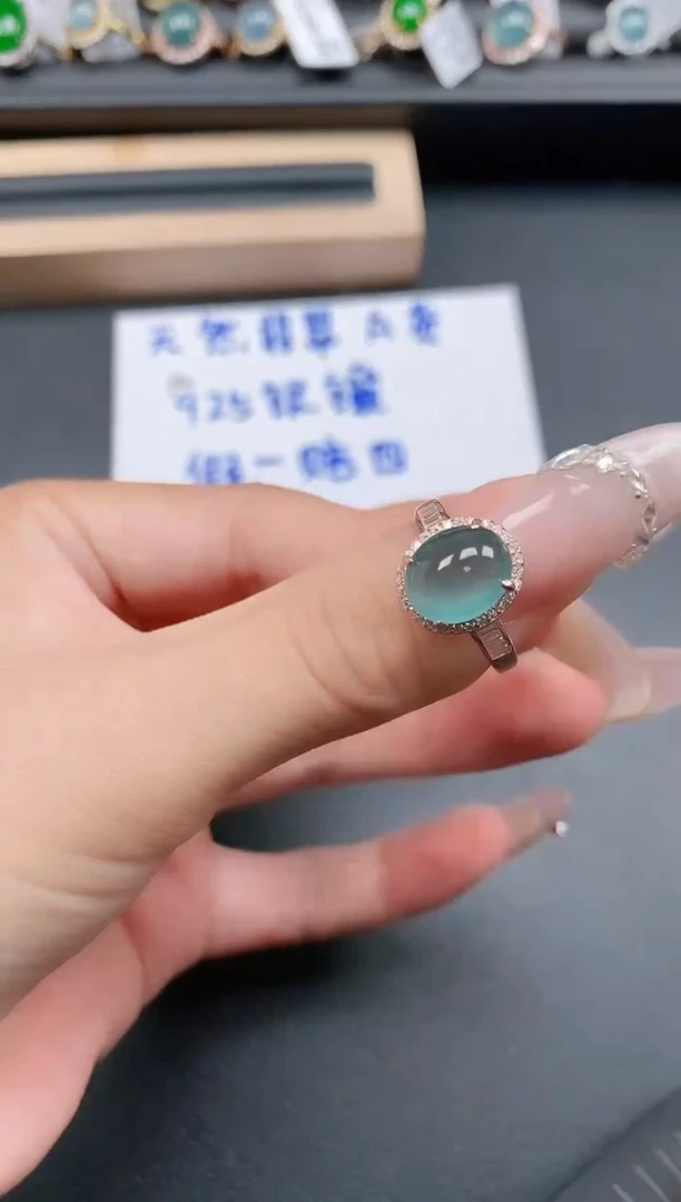 银S925镶嵌戒指翡翠111