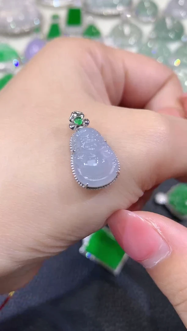 吊坠(不含链)18K金镶嵌翡翠A6