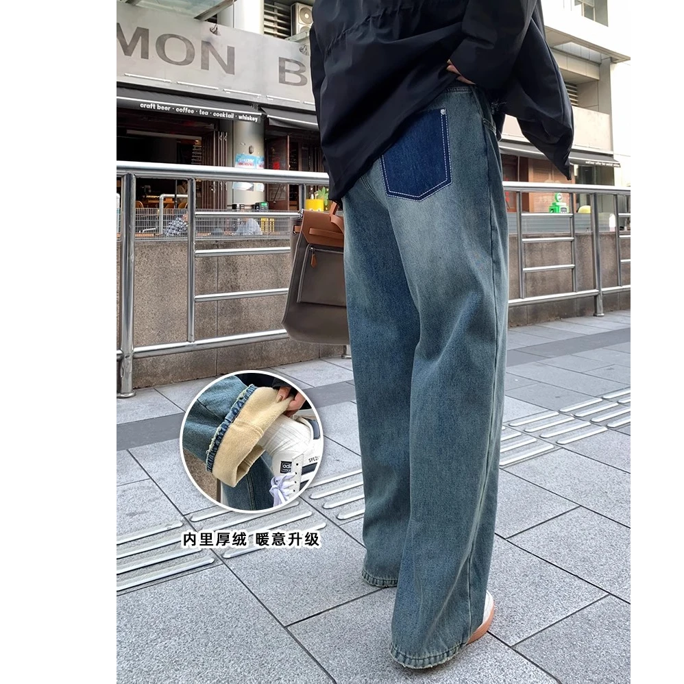 【现货秒发-NAZ微胖大码定制】好穿百搭显瘦保暖加绒牛仔裤