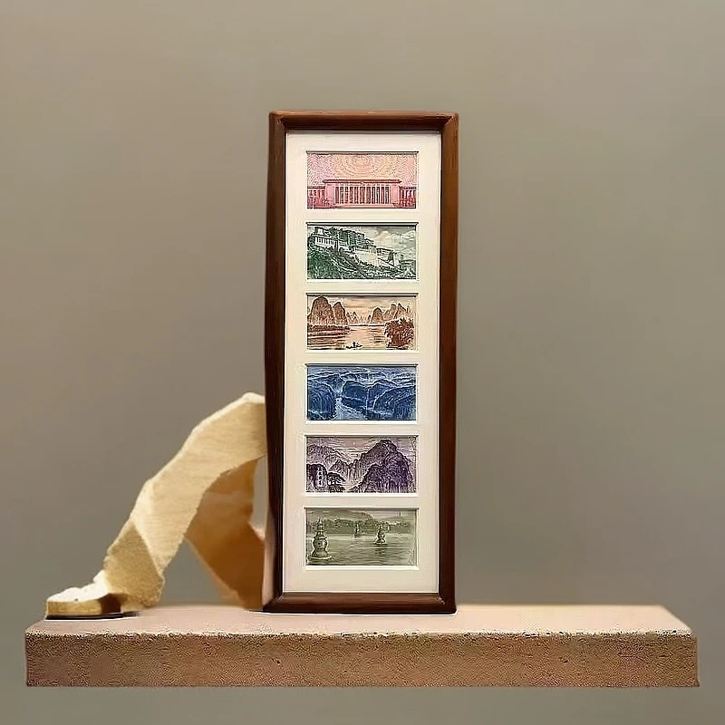 山水画相框摆台桌面摆件钱币装饰吉祥如意个人用品