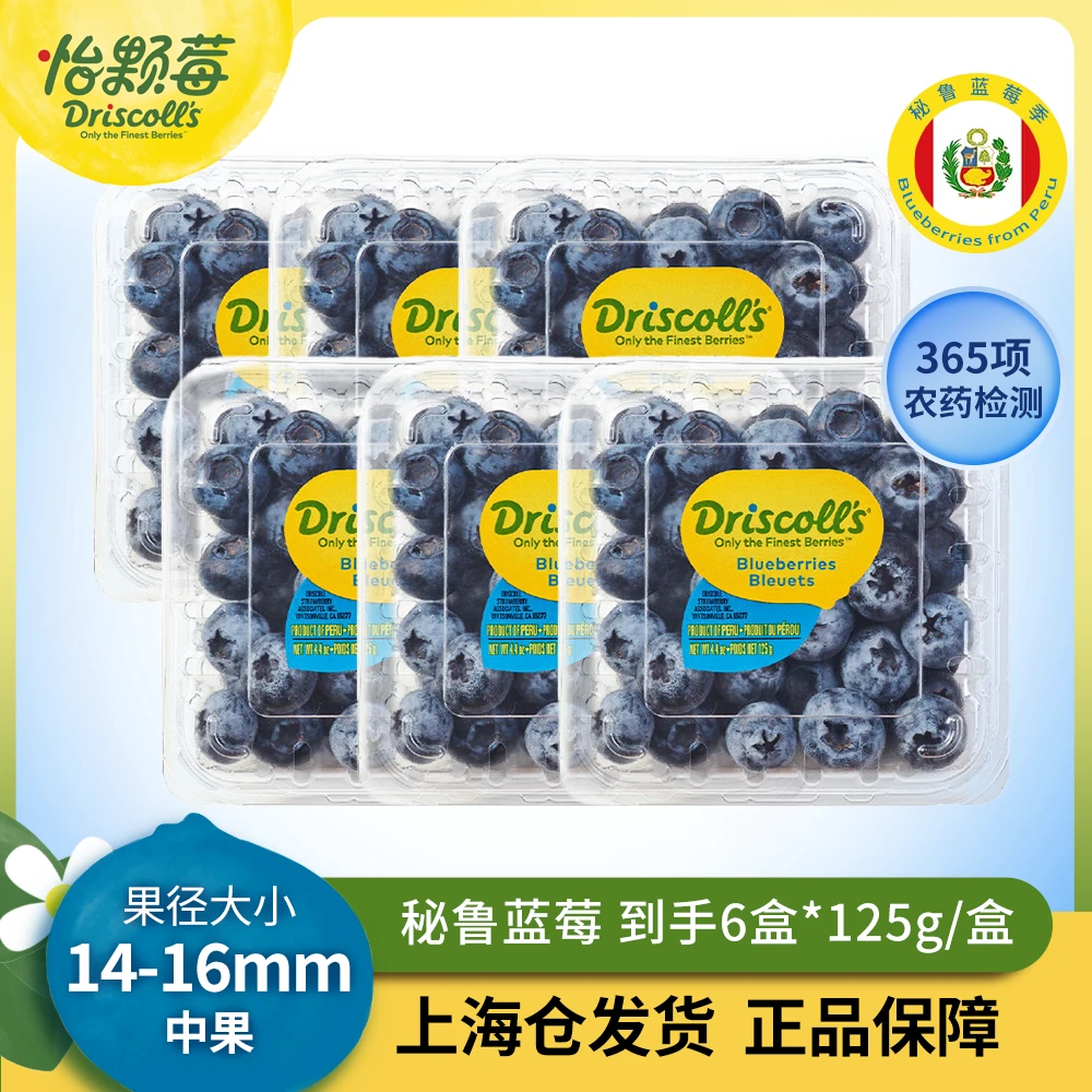 Driscoll's/怡颗莓秘鲁蓝莓(中果)6盒装*单盒125g